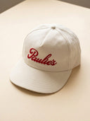 Paulie's Original Cap in white with the red embroidered Paulie's script